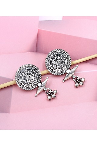 Silver Finish Handcrafted Stud Earrings by Sangeeta Boochra