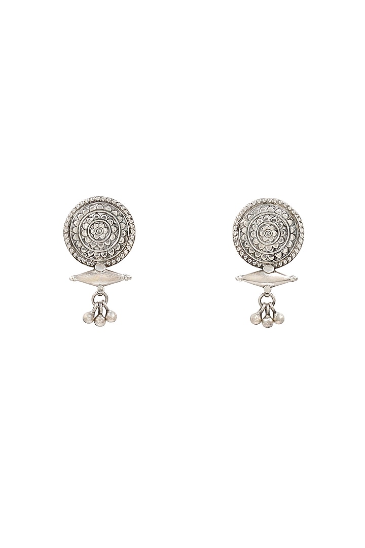 Silver Finish Handcrafted Stud Earrings by Sangeeta Boochra at Pernia's Pop Up Shop