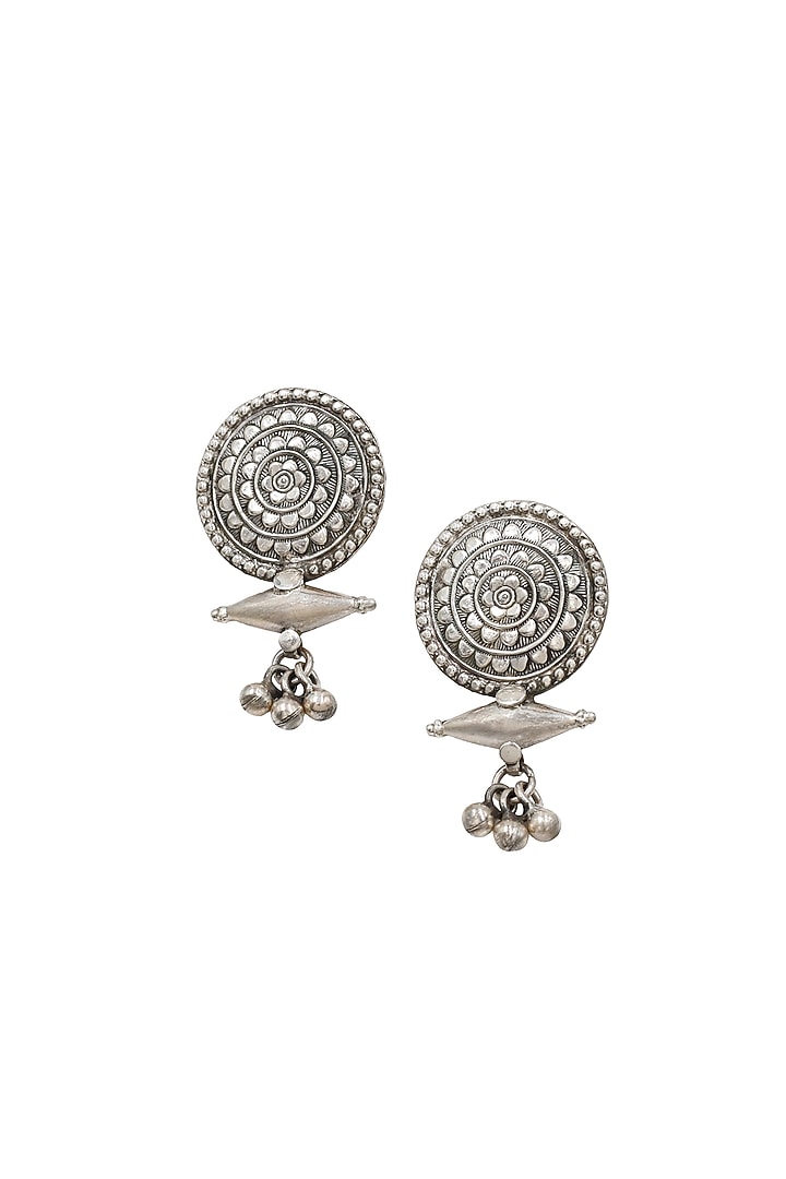Silver Finish Handcrafted Stud Earrings by Sangeeta Boochra at Pernia's Pop Up Shop