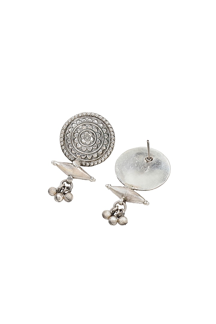 Silver Finish Handcrafted Stud Earrings by Sangeeta Boochra at Pernia's Pop Up Shop