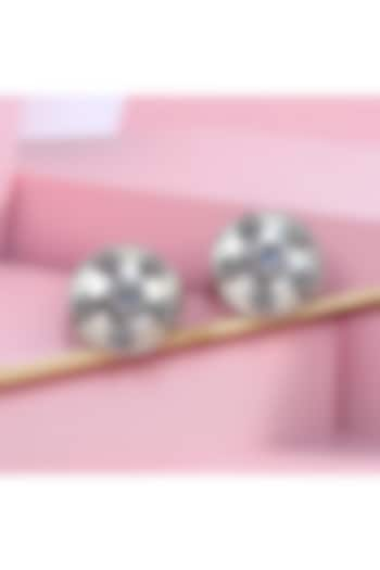 Silver Finish White Hydro Stone Handcrafted Stud Earrings by Sangeeta Boochra at Pernia's Pop Up Shop