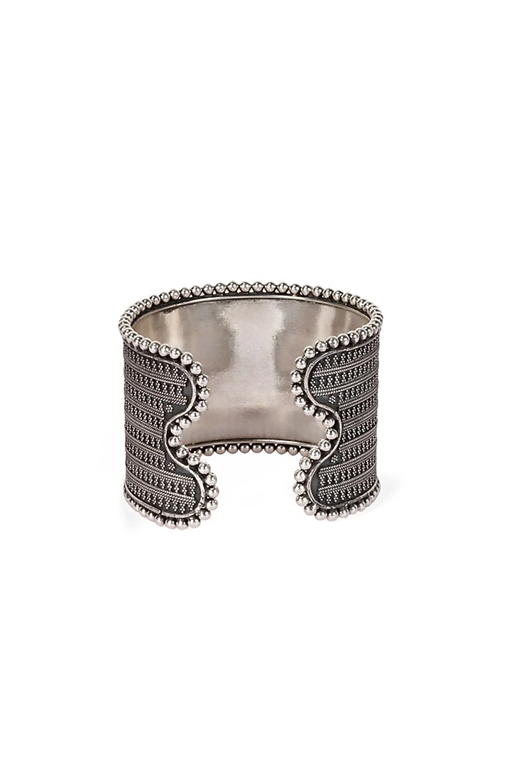 Silver Finish Cuff Bracelet In Sterling Silver by Sangeeta Boochra at Pernia's Pop Up Shop