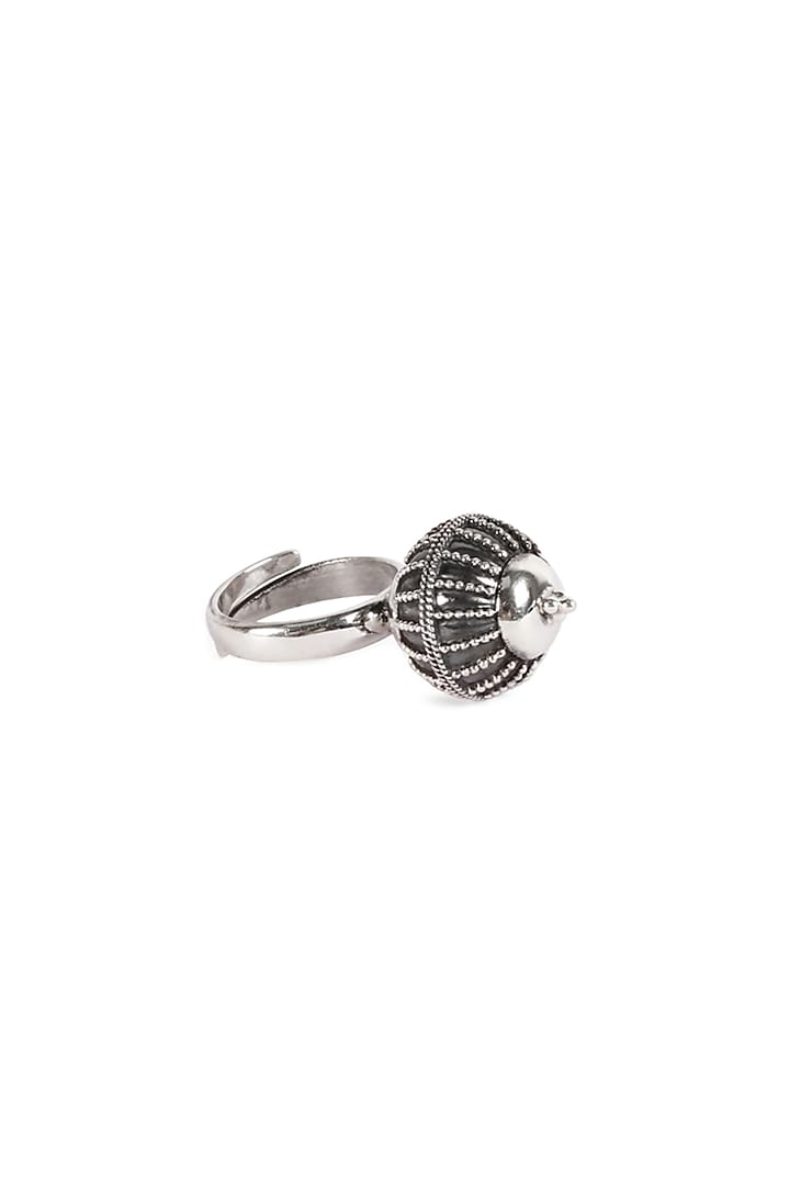Silver Finish Ring In Sterling Silver by Sangeeta Boochra
