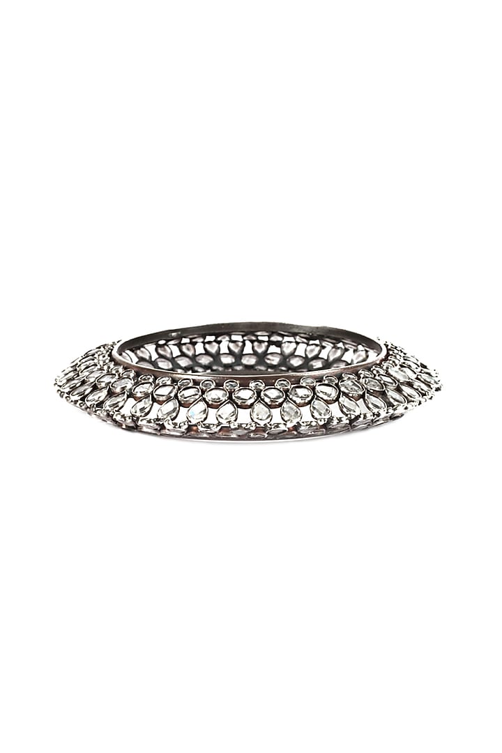 Silver Finish Mojinite Bangle In Sterling Silver by Sangeeta Boochra at Pernia's Pop Up Shop