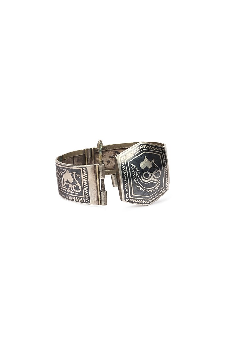 Silver Finish Handcrafted Cuff Bracelet In Sterling Silver by Sangeeta Boochra