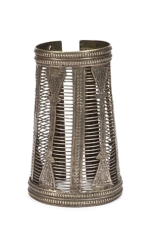 Silver Finish Handcrafted Cuff Bracelet In Sterling Silver by Sangeeta Boochra