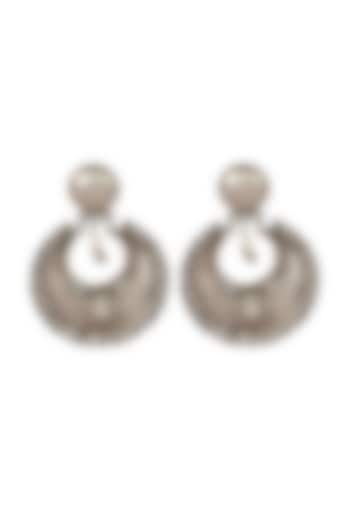 Silver Handcrafted Chandbali Earrings In Sterling Silver by Sangeeta Boochra