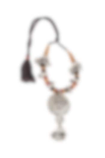 Oxidised Silver Finish Necklace With Beads In Sterling Silver by Sangeeta Boochra at Pernia's Pop Up Shop