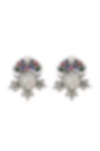 Silver Moissanite Stud Earrings In Sterling Silver by Sangeeta Boochra