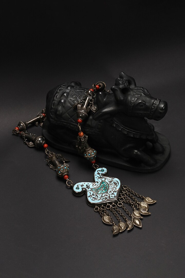 Silver Oxidised Finish Coral Necklace In Sterling Silver by Sangeeta Boochra at Pernia's Pop Up Shop