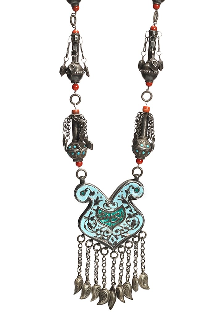 Silver Oxidised Finish Coral Necklace In Sterling Silver by Sangeeta Boochra at Pernia's Pop Up Shop