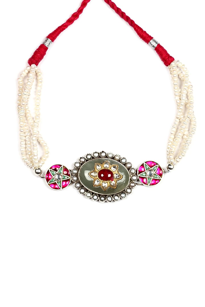 Silver Oxidised Finish Choker Necklace In Sterling Silver by Sangeeta Boochra at Pernia's Pop Up Shop