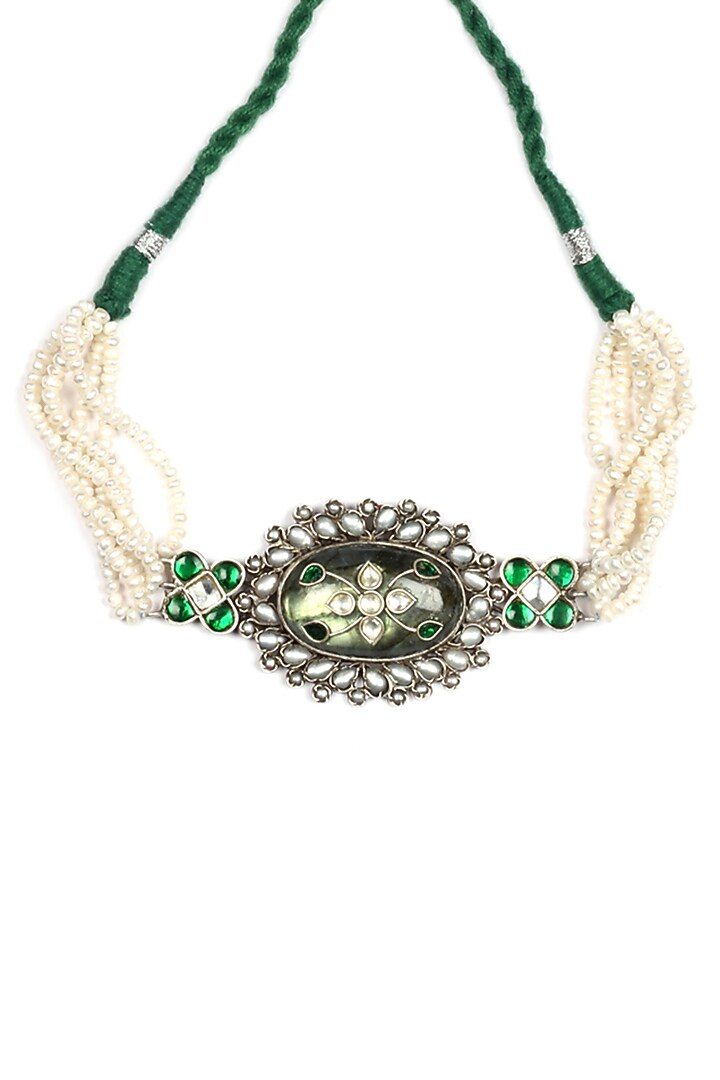 Silver Oxidised Finish Choker Necklace In Sterling Silver by Sangeeta Boochra at Pernia's Pop Up Shop
