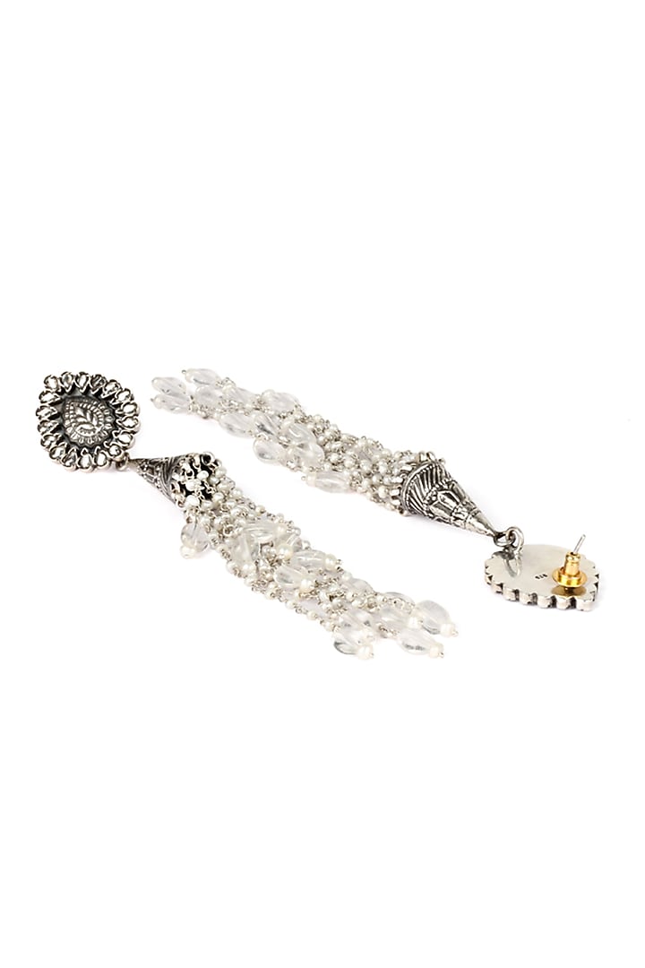 Silver Oxidised Finish Dangler Earrings In Sterling Silver by Sangeeta Boochra at Pernia's Pop Up Shop
