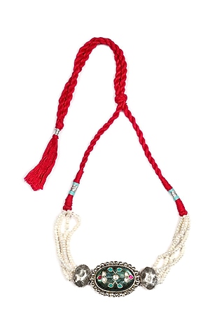 Silver Oxidised Finish Choker Necklace In Sterling Silver by Sangeeta Boochra