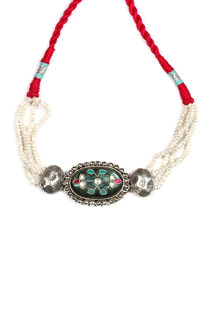 Silver Oxidised Finish Choker Necklace In Sterling Silver by Sangeeta Boochra at Pernia's Pop Up Shop