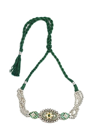Silver Oxidised Finish Pearl Choker Necklace In Sterling Silver by Sangeeta Boochra