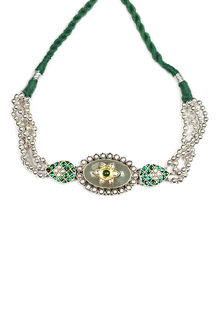 Silver Oxidised Finish Pearl Choker Necklace In Sterling Silver by Sangeeta Boochra at Pernia's Pop Up Shop