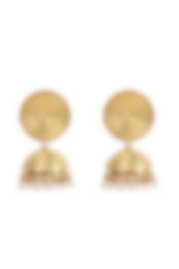 Gold Finish Handcrafted Stud Earrings In Sterling Silver by Sangeeta Boochra at Pernia's Pop Up Shop