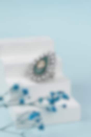 Black Rhodium Finish Green Chalcedony Ring by Sangeeta Boochra at Pernia's Pop Up Shop