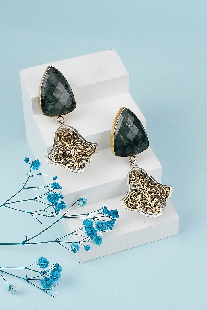 Gold Plated Labradorite Handcrafted Earrings by Sangeeta Boochra