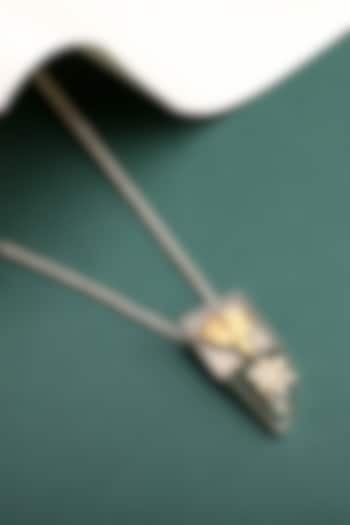 Gold Finish Kundan Polki & Green Onyx Pendant Necklace In Sterling Silver by Sangeeta Boochra