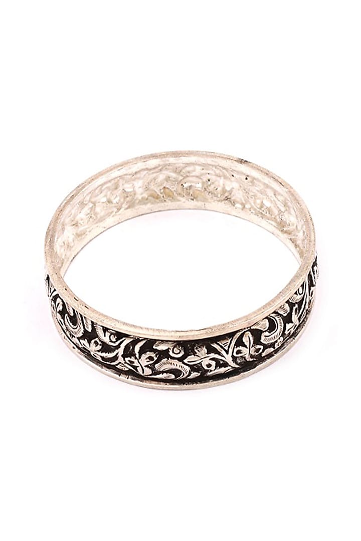 Silver Handcrafted Engraved Bracelet In Sterling Silver by Sangeeta Boochra