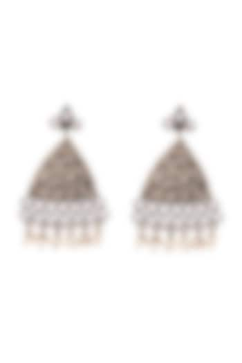 Silver Handcrafted Pearl Engraved Dangler Earrings In Sterling Silver by Sangeeta Boochra at Pernia's Pop Up Shop