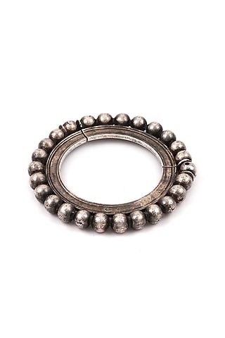 Silver Oxidised Handcrafted Bracelet In Sterling Silver by Sangeeta Boochra