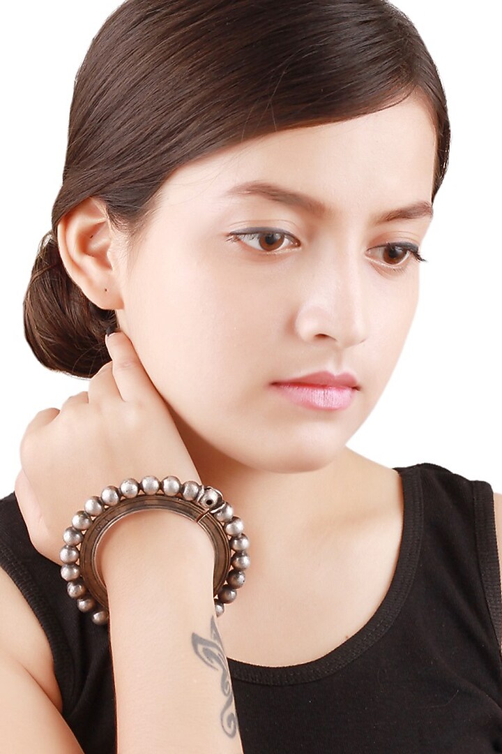 Silver Oxidised Handcrafted Bracelet In Sterling Silver by Sangeeta Boochra at Pernia's Pop Up Shop