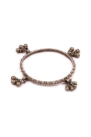 Silver Oxidised Handcrafted Ghungroo Bracelet In Sterling Silver by Sangeeta Boochra
