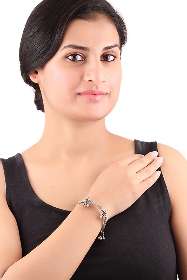 Silver Oxidised Handcrafted Ghungroo Bracelet In Sterling Silver by Sangeeta Boochra at Pernia's Pop Up Shop