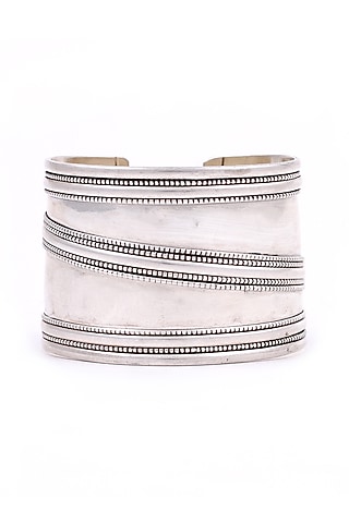 Silver Oxidised Handcrafted Bracelet In Sterling Silver by Sangeeta Boochra