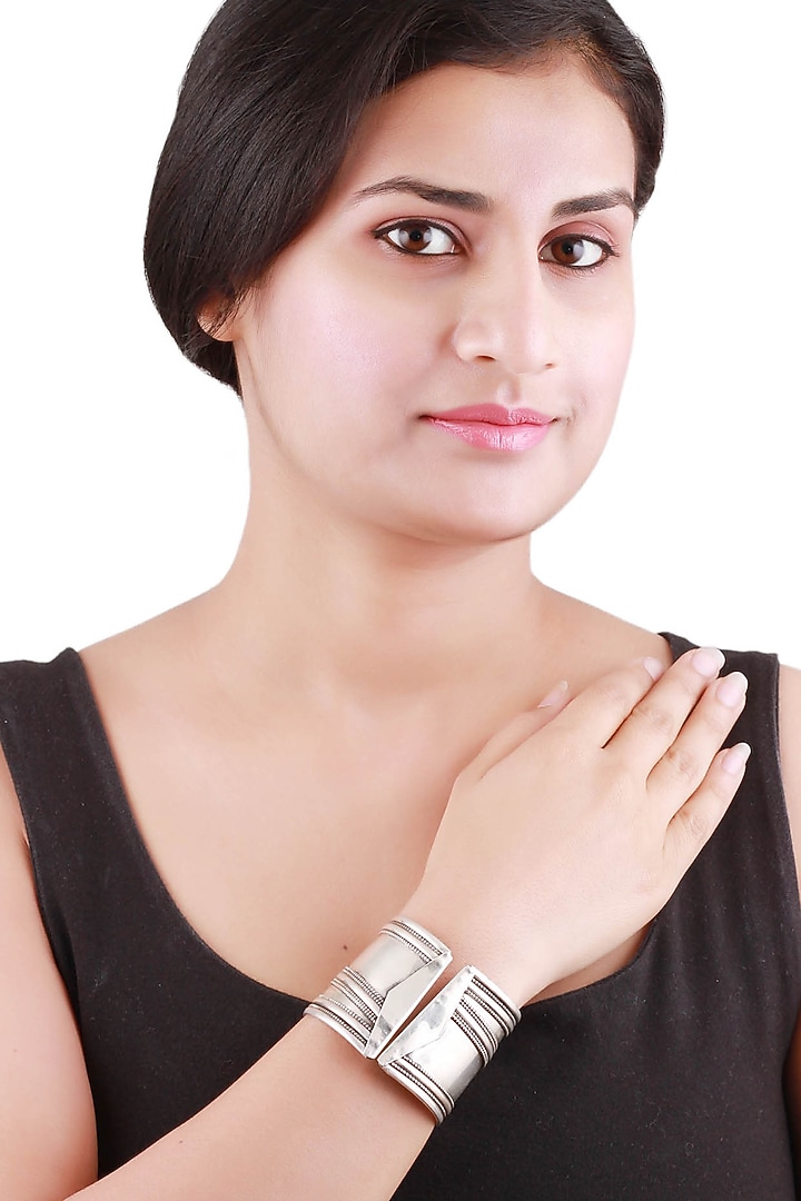 Silver Oxidised Handcrafted Bracelet In Sterling Silver by Sangeeta Boochra at Pernia's Pop Up Shop