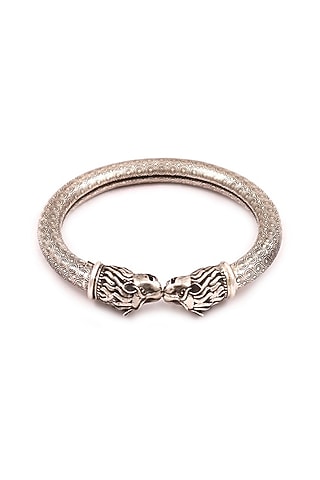 Silver Oxidised Handcrafted Bracelet In Sterling Silver by Sangeeta Boochra