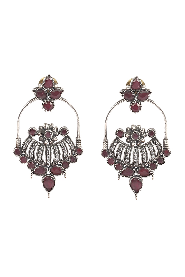 Silver Handcrafted Dangler Earrings In Sterling Silver by Sangeeta Boochra