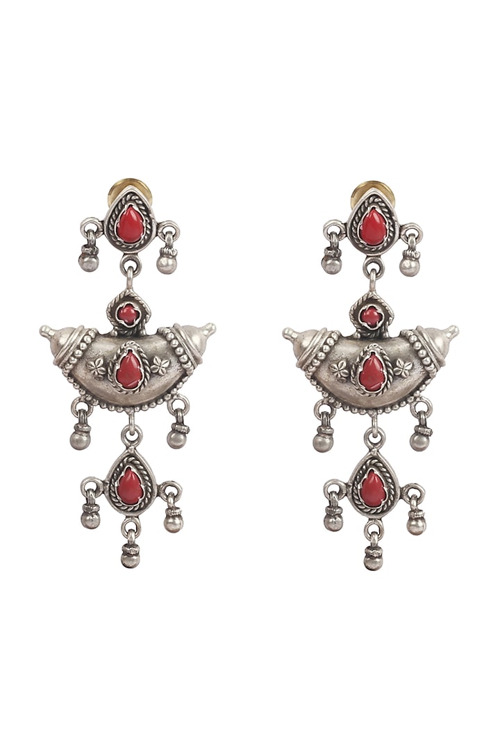 Silver Handcrafted Dangler Earrings In Sterling Silver by Sangeeta Boochra