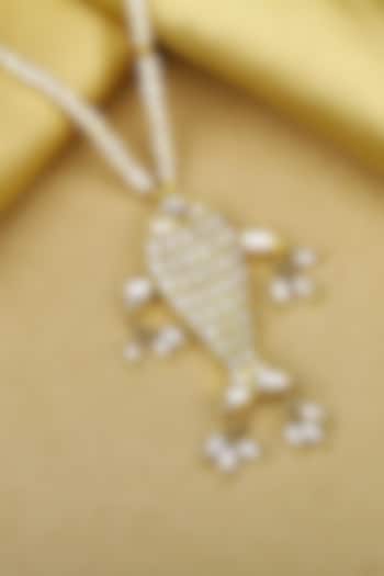 Gold Finish Handcrafted Fish-Shaped Pendant Necklace In Sterling Silver by Sangeeta Boochra at Pernia's Pop Up Shop