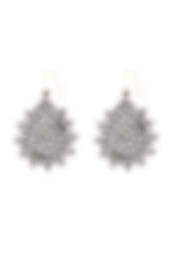 Silver Finish Checkered Handcrafted Stud Drop Earrings In Sterling Silver by Sangeeta Boochra at Pernia's Pop Up Shop