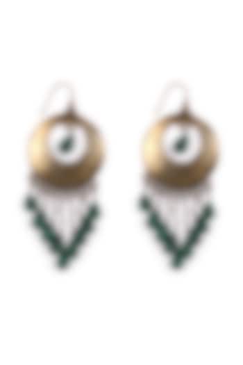 Silver Finish Green Onyx Handcrafted Oxidised Dangler Earrings In Sterling Silver by Sangeeta Boochra