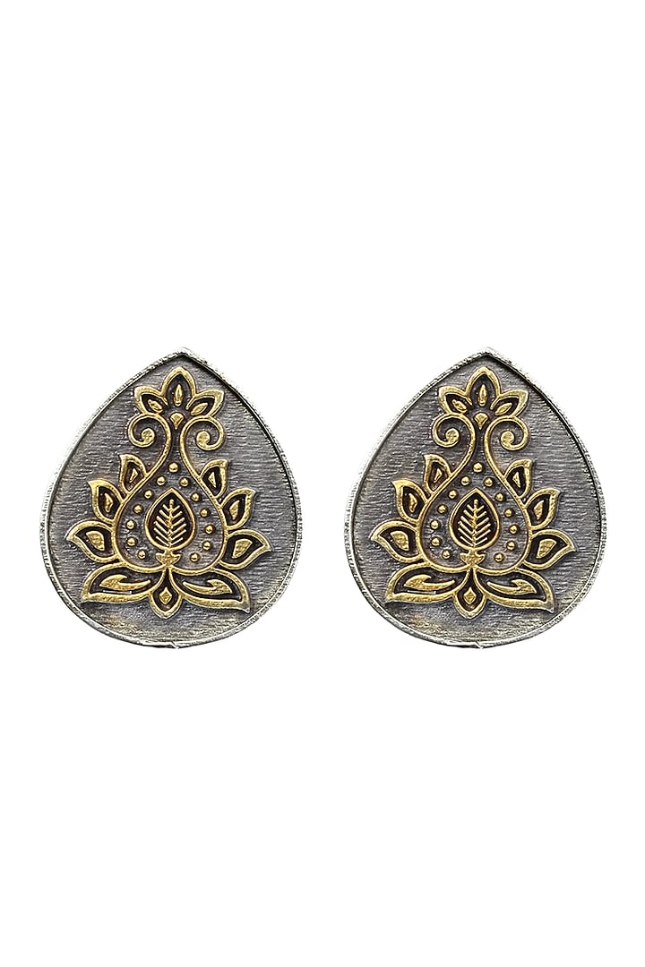 Gold Plated Silver Handcrafted Stud Earrings In Sterling Silver by Sangeeta Boochra