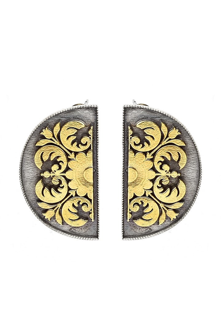 Gold Plated Silver Handcrafted Stud Earrings In Sterling Silver by Sangeeta Boochra
