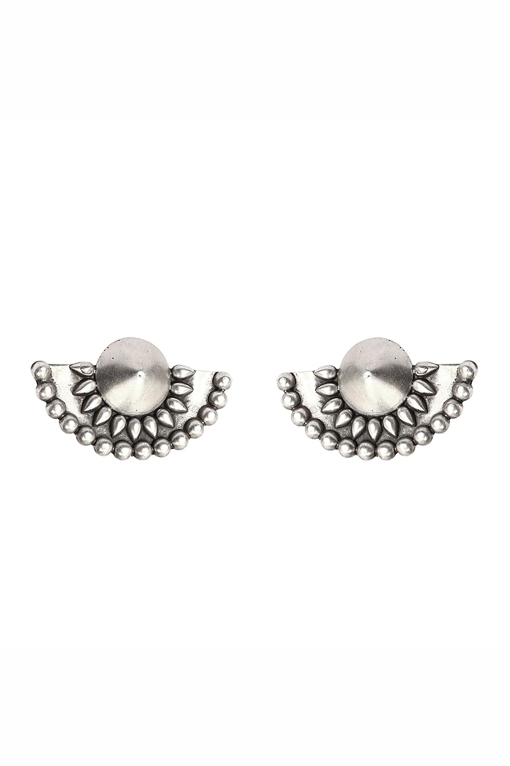 Gold Finish Silver Stud Earrings In Sterling Silver by Sangeeta Boochra