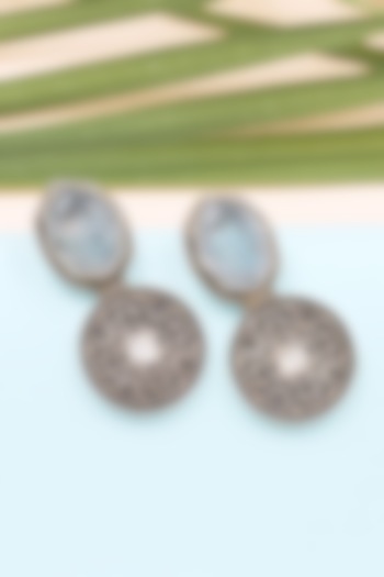 Silver Finish Hydro Gemstone Handcrafted Earrings In Sterling Silver by Sangeeta Boochra