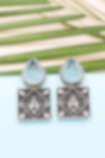 Silver Finish Blue Hydro Gemstone Handcrafted Earrings In Sterling Silver by Sangeeta Boochra at Pernia's Pop Up Shop