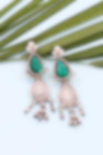 Silver Finish Green Hydro Gemstone Handcrafted Earrings In Sterling Silver by Sangeeta Boochra at Pernia's Pop Up Shop