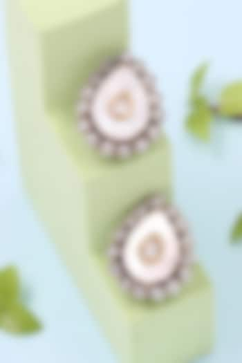 Silver Finish Pearl Handcrafted Stud Earrings In Sterling Silver by Sangeeta Boochra at Pernia's Pop Up Shop