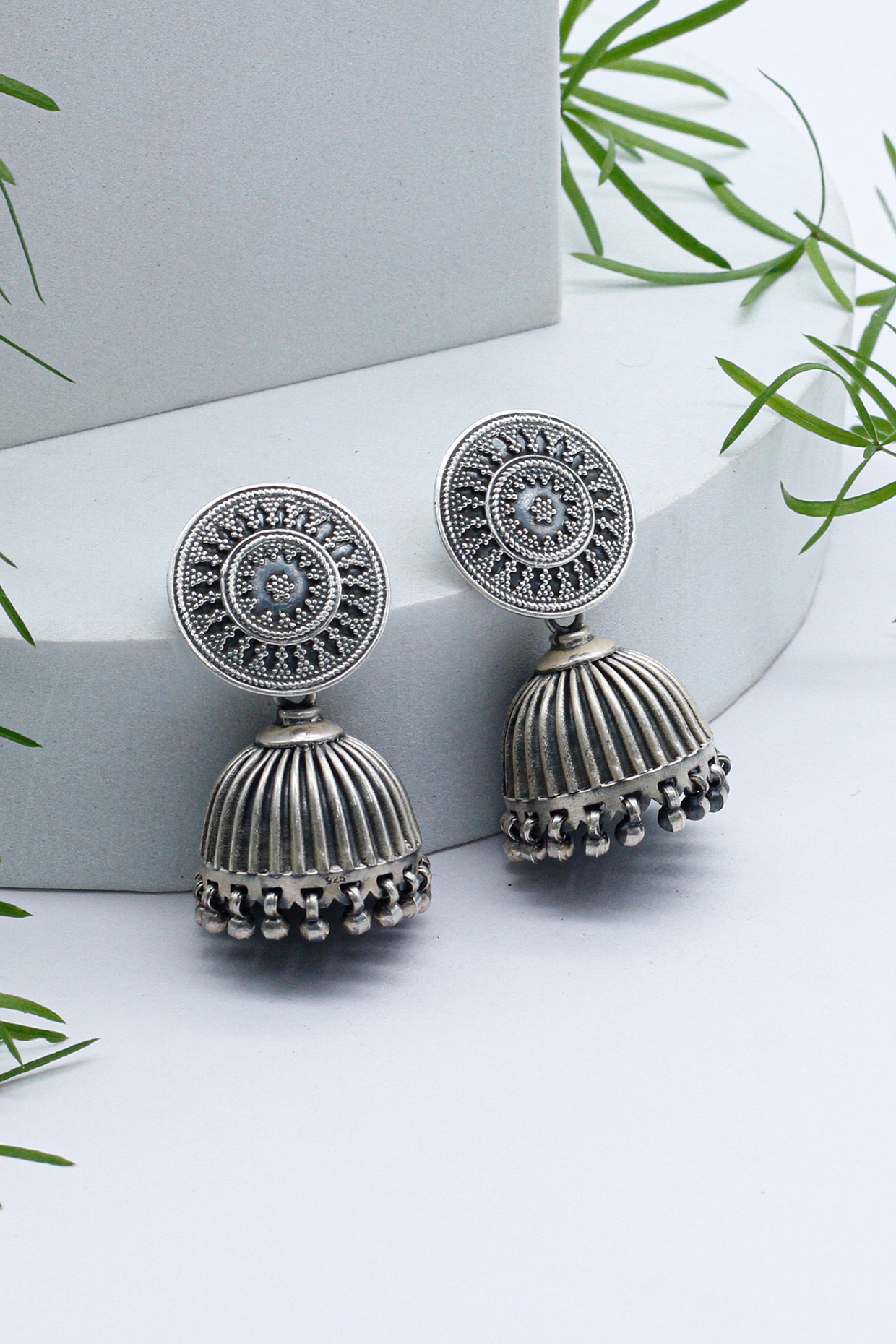 Buy Black Metal, Dome-Shaped Oxidised Jhumkas Earrings to heighten your  style quotient at Amazon.in