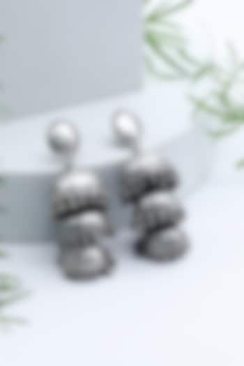 Silver Finish Jhumka Earrings In Sterling Silver by Sangeeta Boochra at Pernia's Pop Up Shop