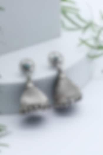 Silver Finish Jhumka Earrings In Sterling Silver by Sangeeta Boochra at Pernia's Pop Up Shop